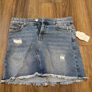 Stylish Blue Distressed Kids Denim Skirt